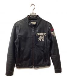 AVIREX（アヴィレックス）の古着「シングルライダースジャケット」｜ブラック
