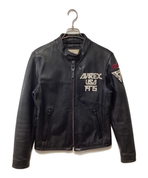 AVIREX（アヴィレックス）AVIREX (アヴィレックス) シングルライダースジャケット ブラック サイズ:Mの古着・服飾アイテム