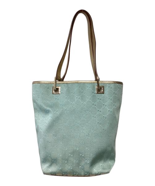 GUCCI（グッチ）GUCCI (グッチ) バケットバッグ ライトブルー×ゴールドの古着・服飾アイテム