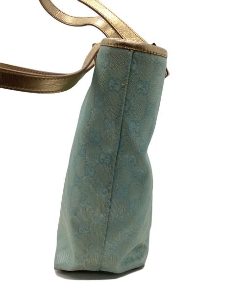 GUCCI（グッチ）GUCCI (グッチ) バケットバッグ ライトブルー×ゴールドの古着・服飾アイテム