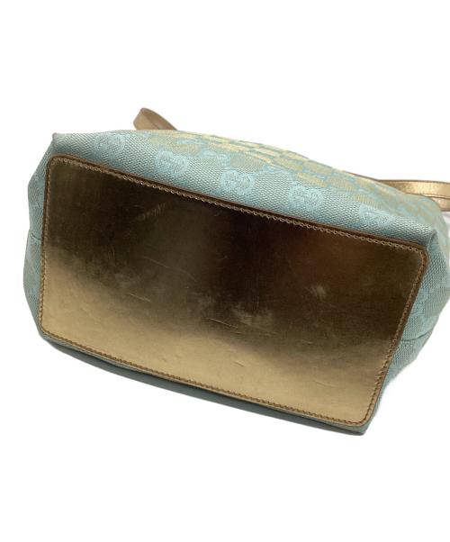 GUCCI（グッチ）GUCCI (グッチ) バケットバッグ ライトブルー×ゴールドの古着・服飾アイテム