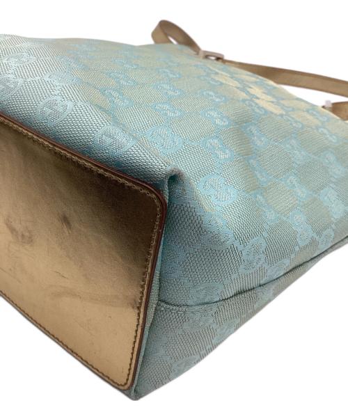 GUCCI（グッチ）GUCCI (グッチ) バケットバッグ ライトブルー×ゴールドの古着・服飾アイテム