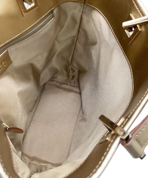 GUCCI（グッチ）GUCCI (グッチ) バケットバッグ ライトブルー×ゴールドの古着・服飾アイテム