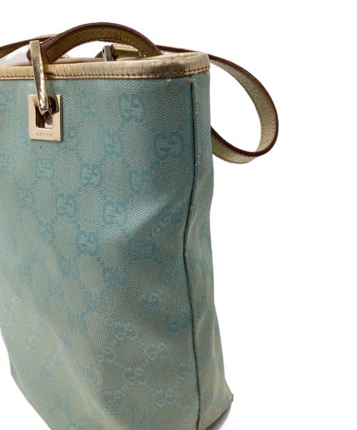 GUCCI（グッチ）GUCCI (グッチ) バケットバッグ ライトブルー×ゴールドの古着・服飾アイテム