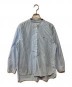 LACOSTEラコステ）の古着「スタンドカラープルオーバーブラウス」｜ホワイト×スカイブルー