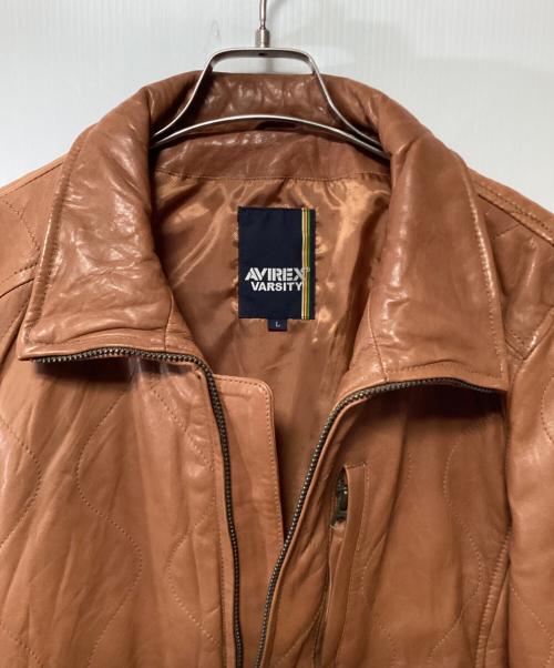 AVIREX（アヴィレックス）AVIREX (アヴィレックス) ラムレザーキルティングジャケット ブラウン サイズ:Lの古着・服飾アイテム