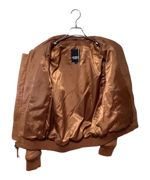 AVIREX（アヴィレックス）AVIREX (アヴィレックス) ラムレザーキルティングジャケット ブラウン サイズ:Lの古着・服飾アイテム