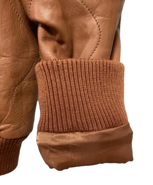 AVIREX（アヴィレックス）AVIREX (アヴィレックス) ラムレザーキルティングジャケット ブラウン サイズ:Lの古着・服飾アイテム