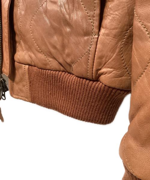 AVIREX（アヴィレックス）AVIREX (アヴィレックス) ラムレザーキルティングジャケット ブラウン サイズ:Lの古着・服飾アイテム