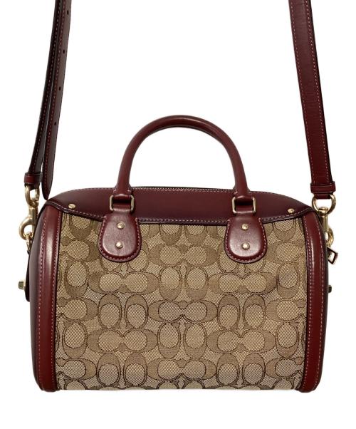 COACH（コーチ）COACH (コーチ) ミニボストンバッグ ベージュ×ボルドーの古着・服飾アイテム