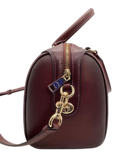 COACH（コーチ）COACH (コーチ) ミニボストンバッグ ベージュ×ボルドーの古着・服飾アイテム