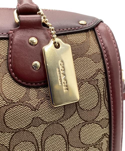 COACH（コーチ）COACH (コーチ) ミニボストンバッグ ベージュ×ボルドーの古着・服飾アイテム
