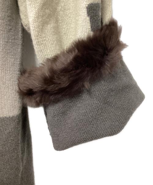 BALLY（バリー）BALLY (バリー) 厚手カーディガン グレー×D.ブラウン サイズ:Lの古着・服飾アイテム