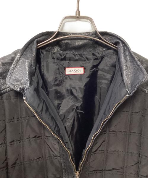 MAX&Co.（マックスアンドコー）MAX&Co. (マックスアンドコー) レザー切替キルティングジャケット ブラック サイズ:46の古着・服飾アイテム