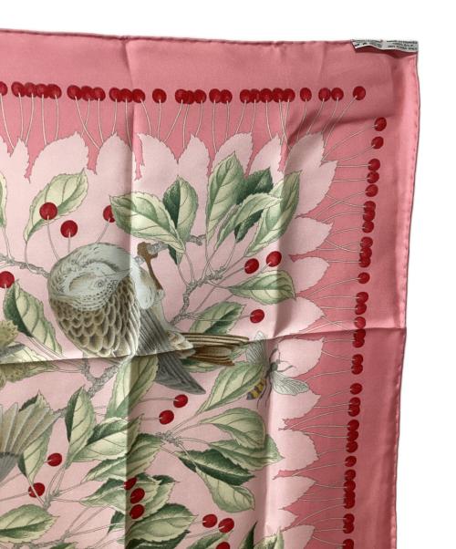 HERMES（エルメス）HERMES (エルメス) シルクスカーフ　Les merises ピンクの古着・服飾アイテム