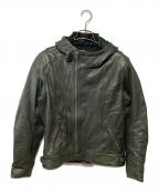 KADOYA×kawasakiカドヤ×カワサキ）の古着「レザージャケット」｜オリーブ