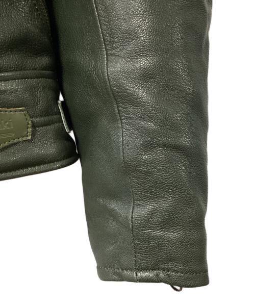 KADOYA（カドヤ）KADOYA (カドヤ) kawasaki (カワサキ) レザージャケット オリーブ サイズ:LLの古着・服飾アイテム