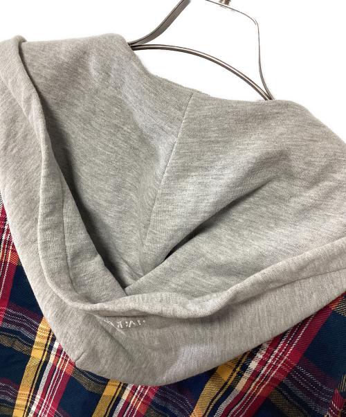 stussy（ステューシー）stussy (ステューシー) フード付ネルシャツ ネイビー×レッド サイズ:SMALLの古着・服飾アイテム