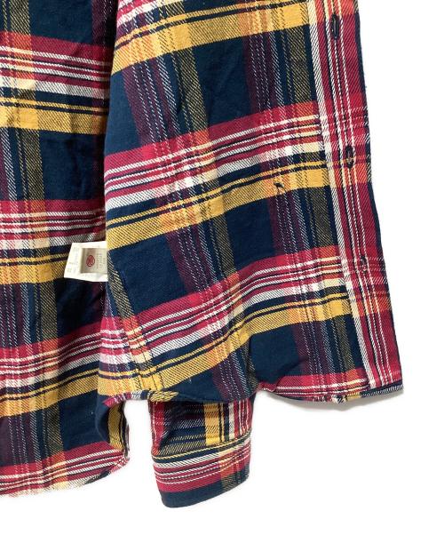 stussy（ステューシー）stussy (ステューシー) フード付ネルシャツ ネイビー×レッド サイズ:SMALLの古着・服飾アイテム