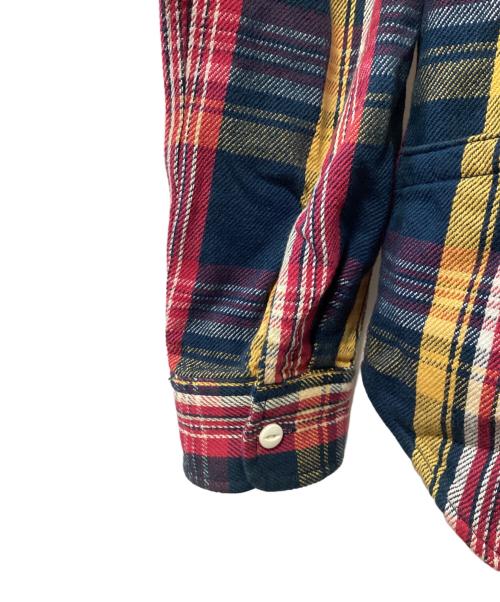 stussy（ステューシー）stussy (ステューシー) フード付ネルシャツ ネイビー×レッド サイズ:SMALLの古着・服飾アイテム