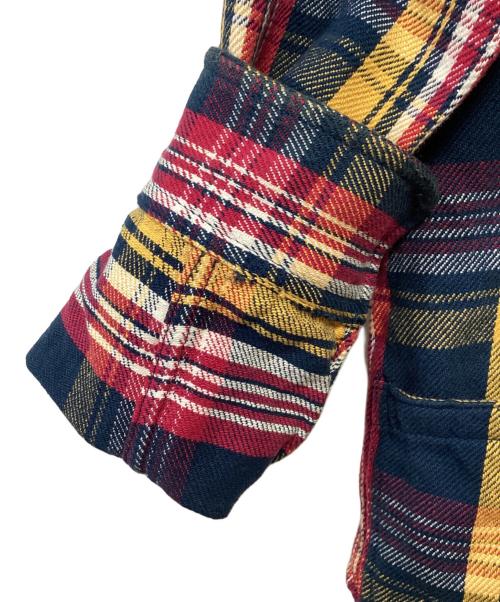 stussy（ステューシー）stussy (ステューシー) フード付ネルシャツ ネイビー×レッド サイズ:SMALLの古着・服飾アイテム