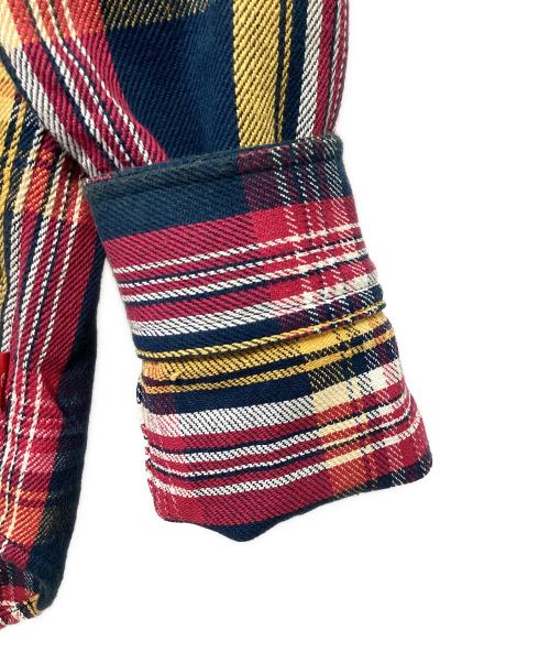 stussy（ステューシー）stussy (ステューシー) フード付ネルシャツ ネイビー×レッド サイズ:SMALLの古着・服飾アイテム