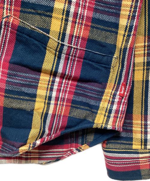 stussy（ステューシー）stussy (ステューシー) フード付ネルシャツ ネイビー×レッド サイズ:SMALLの古着・服飾アイテム