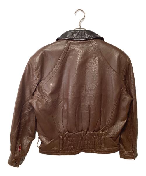 GIORGIO ARMANI（ジョルジョアルマーニ）GIORGIO ARMANI (ジョルジョアルマーニ) レザーブルゾン ブラウン×ブラック サイズ:Freeの古着・服飾アイテム