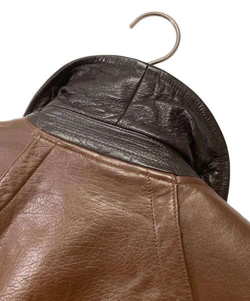 GIORGIO ARMANI（ジョルジョアルマーニ）GIORGIO ARMANI (ジョルジョアルマーニ) レザーブルゾン ブラウン×ブラック サイズ:Freeの古着・服飾アイテム