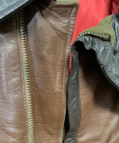 GIORGIO ARMANI（ジョルジョアルマーニ）GIORGIO ARMANI (ジョルジョアルマーニ) レザーブルゾン ブラウン×ブラック サイズ:Freeの古着・服飾アイテム