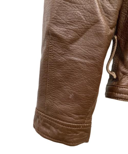 GIORGIO ARMANI（ジョルジョアルマーニ）GIORGIO ARMANI (ジョルジョアルマーニ) レザーブルゾン ブラウン×ブラック サイズ:Freeの古着・服飾アイテム