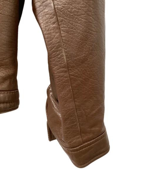 GIORGIO ARMANI（ジョルジョアルマーニ）GIORGIO ARMANI (ジョルジョアルマーニ) レザーブルゾン ブラウン×ブラック サイズ:Freeの古着・服飾アイテム