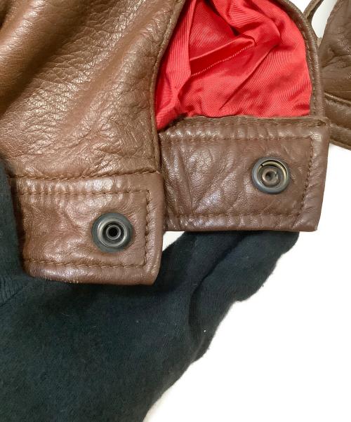 GIORGIO ARMANI（ジョルジョアルマーニ）GIORGIO ARMANI (ジョルジョアルマーニ) レザーブルゾン ブラウン×ブラック サイズ:Freeの古着・服飾アイテム