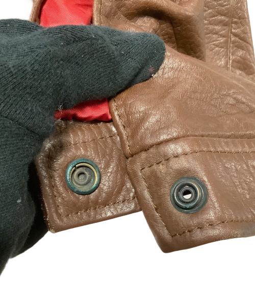 GIORGIO ARMANI（ジョルジョアルマーニ）GIORGIO ARMANI (ジョルジョアルマーニ) レザーブルゾン ブラウン×ブラック サイズ:Freeの古着・服飾アイテム