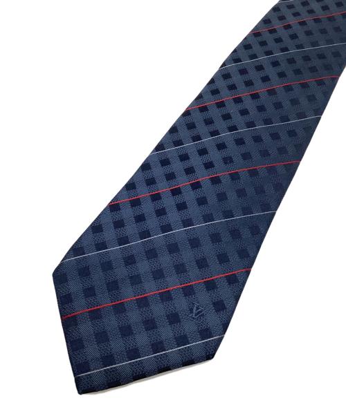 LOUIS VUITTON（ルイ ヴィトン）LOUIS VUITTON (ルイ ヴィトン) シルクネクタイ ネイビー×レッド サイズ:記載無しの古着・服飾アイテム