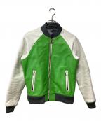 KADOYAカドヤ）の古着「レザースタジャン」｜グリーン×ホワイト