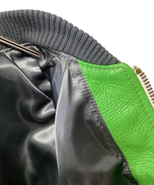 KADOYA（カドヤ）KADOYA (カドヤ) レザースタジャン グリーン×ホワイト サイズ:Lの古着・服飾アイテム