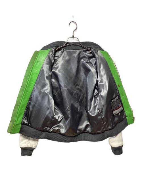 KADOYA（カドヤ）KADOYA (カドヤ) レザースタジャン グリーン×ホワイト サイズ:Lの古着・服飾アイテム