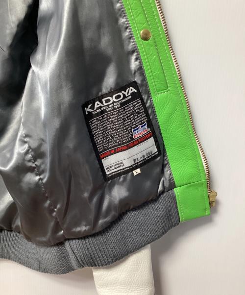 KADOYA（カドヤ）KADOYA (カドヤ) レザースタジャン グリーン×ホワイト サイズ:Lの古着・服飾アイテム
