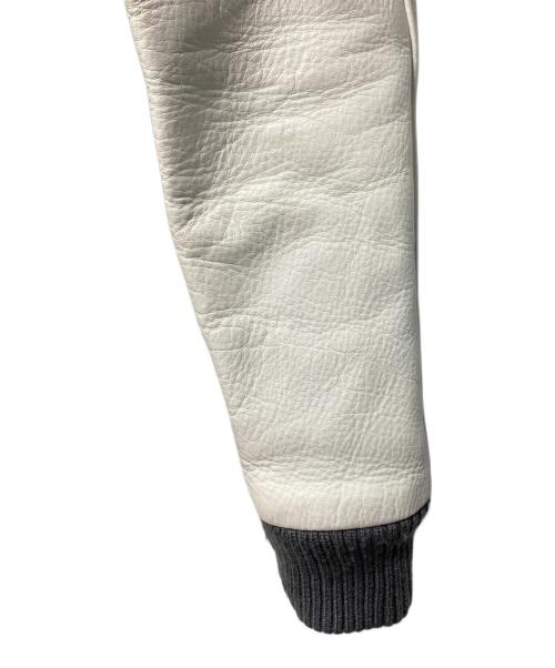 KADOYA（カドヤ）KADOYA (カドヤ) レザースタジャン グリーン×ホワイト サイズ:Lの古着・服飾アイテム