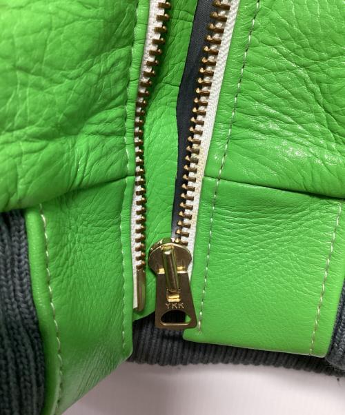 KADOYA（カドヤ）KADOYA (カドヤ) レザースタジャン グリーン×ホワイト サイズ:Lの古着・服飾アイテム