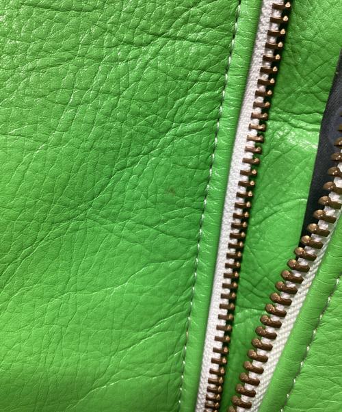 KADOYA（カドヤ）KADOYA (カドヤ) レザースタジャン グリーン×ホワイト サイズ:Lの古着・服飾アイテム