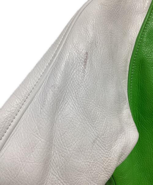 KADOYA（カドヤ）KADOYA (カドヤ) レザースタジャン グリーン×ホワイト サイズ:Lの古着・服飾アイテム