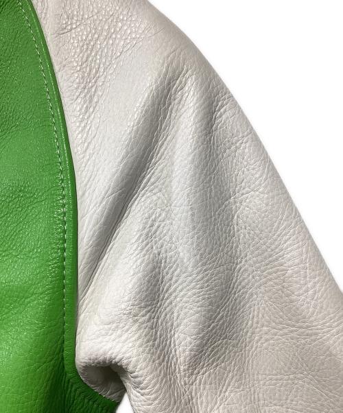 KADOYA（カドヤ）KADOYA (カドヤ) レザースタジャン グリーン×ホワイト サイズ:Lの古着・服飾アイテム