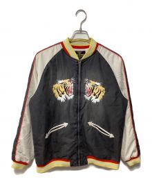 HOUSTON（ヒューストン）の古着「インディゴスカジャン「TIGER」」｜ブラック×ライトグレー