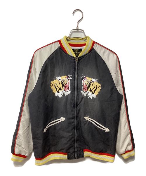 HOUSTON（ヒューストン）HOUSTON (ヒューストン) インディゴスカジャン「TIGER」 ブラック×ライトグレー サイズ:LARGEの古着・服飾アイテム