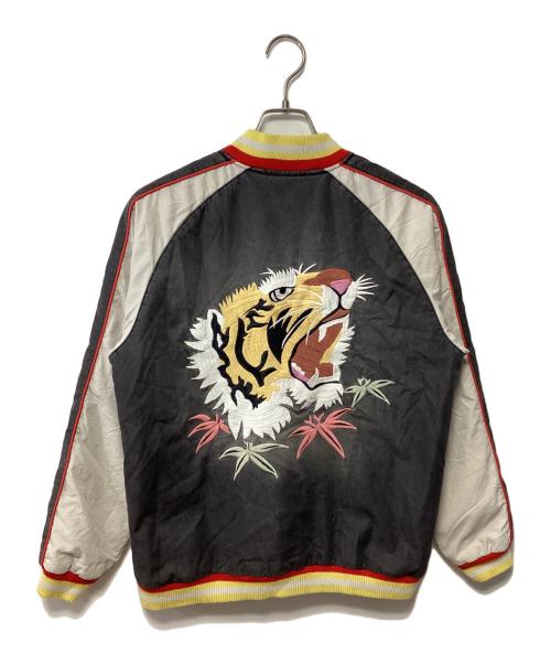 HOUSTON（ヒューストン）HOUSTON (ヒューストン) インディゴスカジャン「TIGER」 ブラック×ライトグレー サイズ:LARGEの古着・服飾アイテム