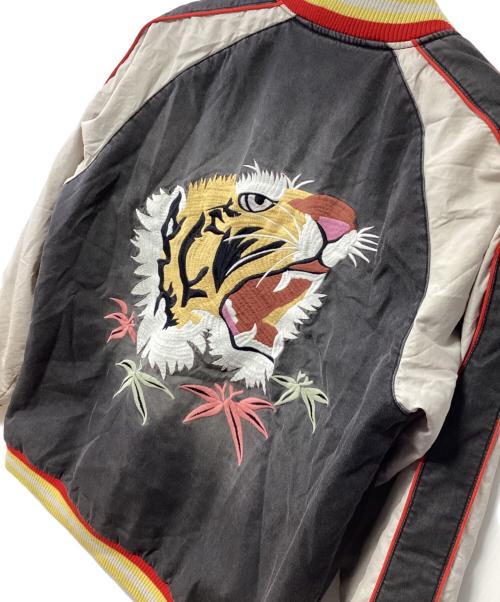 HOUSTON（ヒューストン）HOUSTON (ヒューストン) インディゴスカジャン「TIGER」 ブラック×ライトグレー サイズ:LARGEの古着・服飾アイテム
