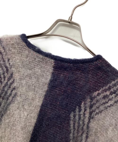 Needles（ニードルズ）Needles (ニードルズ) モヘヤパピヨンニットカーディガン グレー×ネイビー×レッド サイズ:Mの古着・服飾アイテム