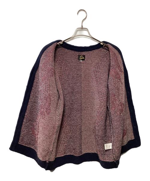 Needles（ニードルズ）Needles (ニードルズ) モヘヤパピヨンニットカーディガン グレー×ネイビー×レッド サイズ:Mの古着・服飾アイテム